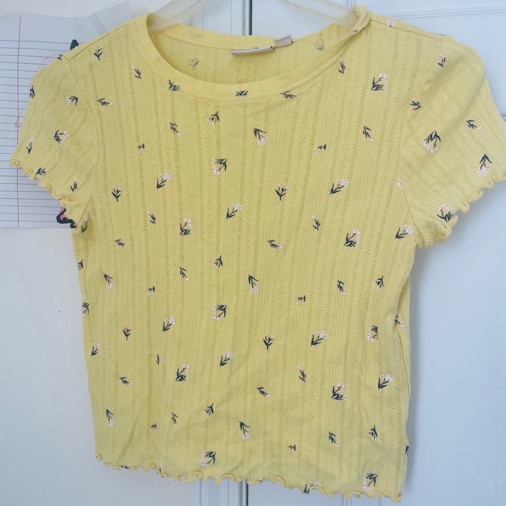 Yellow Floral Knit Top